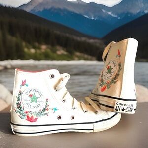 Converse White High-Tops with succulent Design youth size 1
